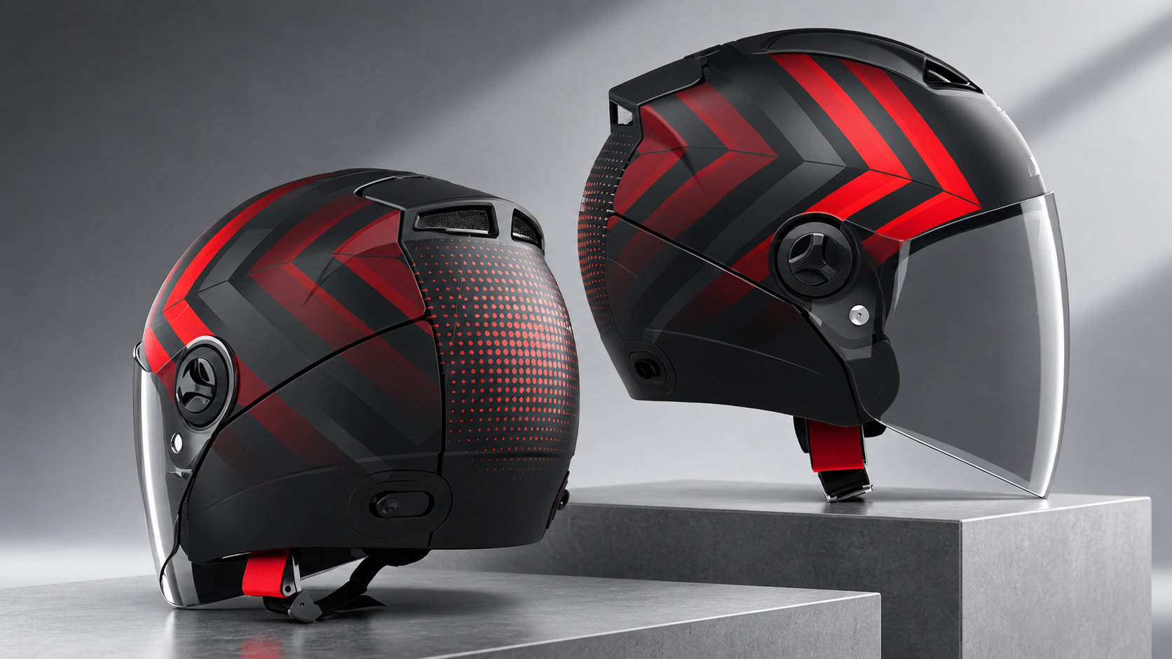 Premium Red-Black Helmet Pair